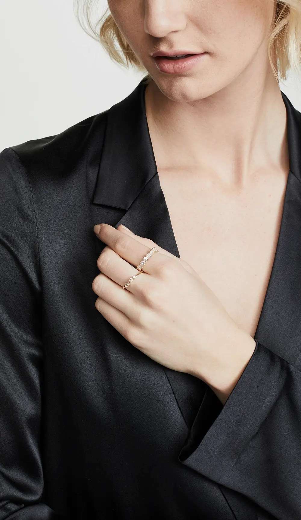 Suzanne Kalan 18k Gold Diamond Baguette Ring