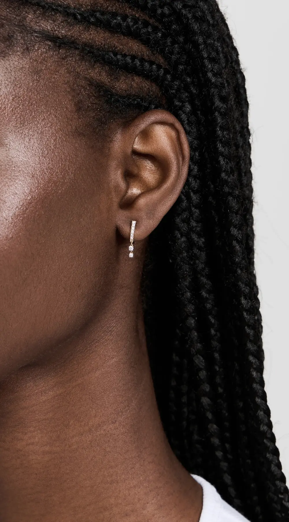 EF Collection 14k Prong Set Double Drop Huggie Earrings