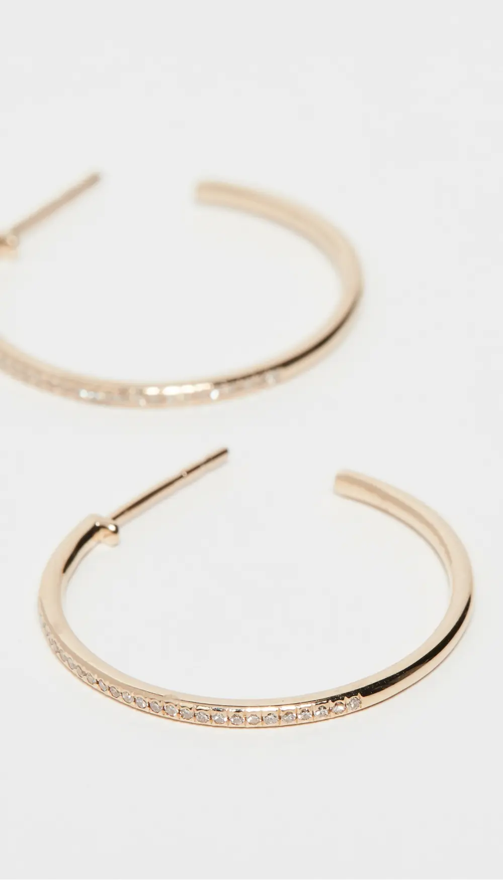 EF Collection 14k Half Diamond Essential Hoop Earrings