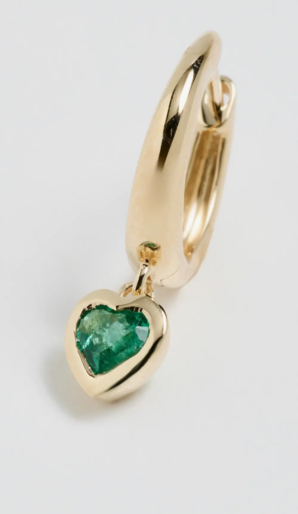 SHAY 18k Emerald Heart Bezel Huggies