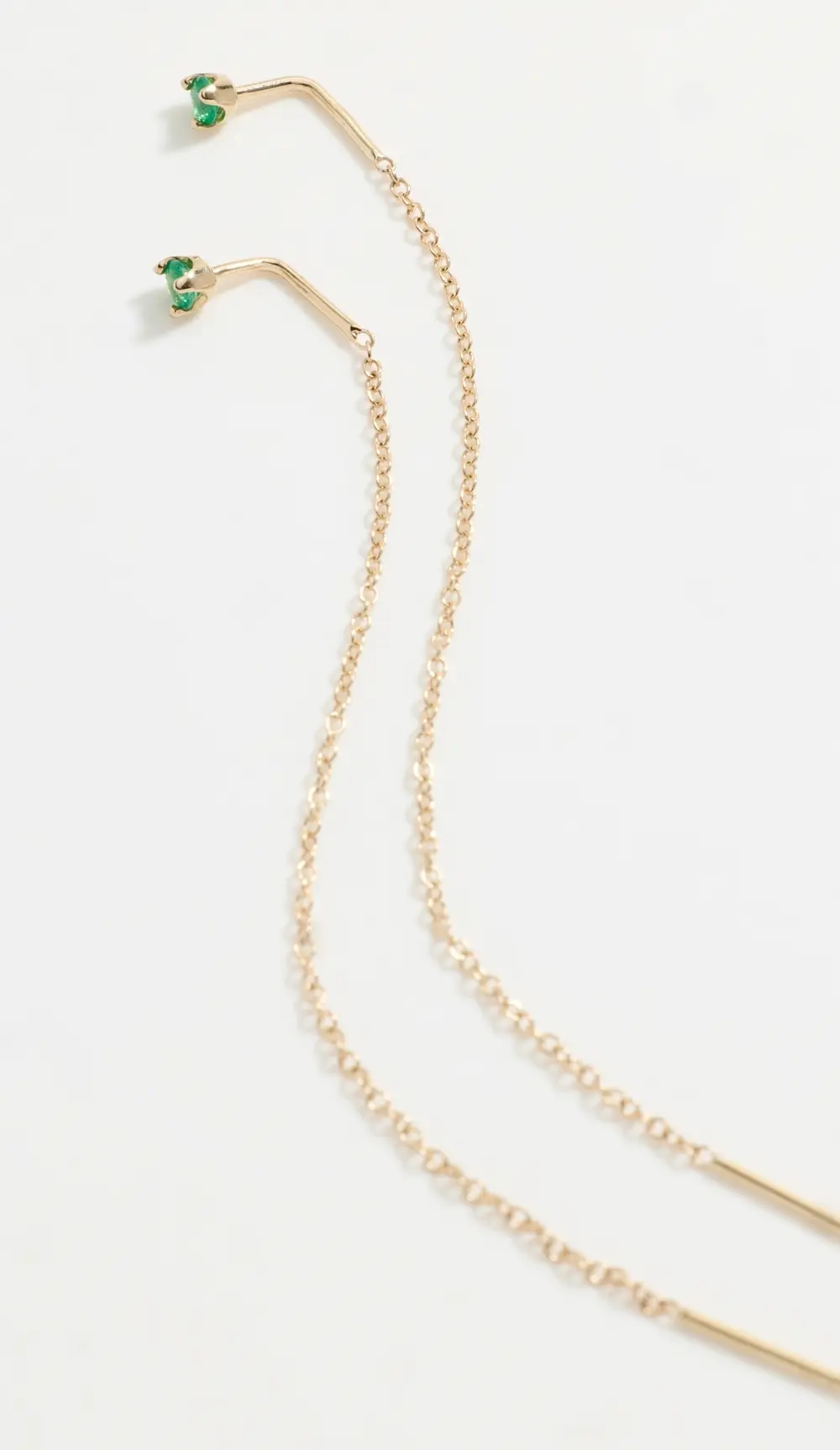 Zoe Chicco 14k Gold Prong Set Emerald Threader Earrings