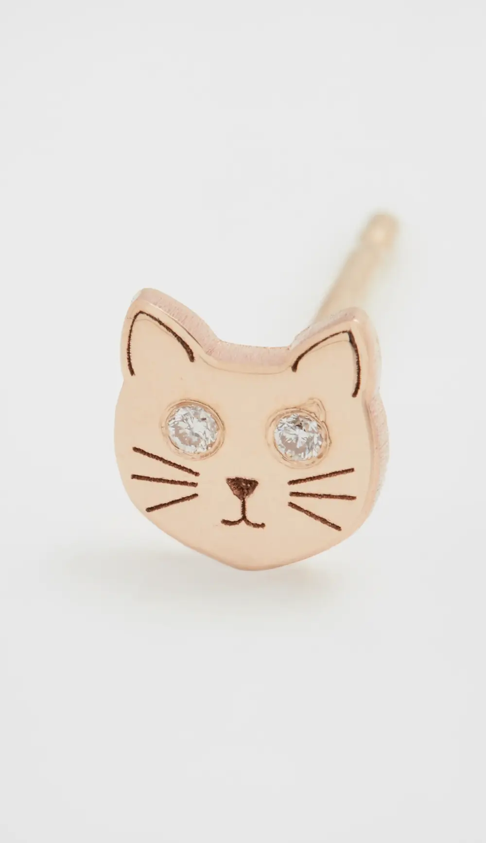 Zoe Chicco 14k Single Itty Bitty Cat with Diamond Eyes Stud Earring