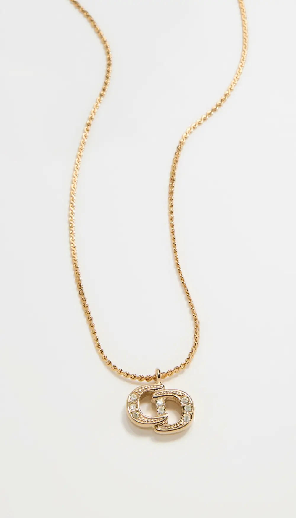 What Goes Around Comes Around Dior Gold Crystal CD Necklace