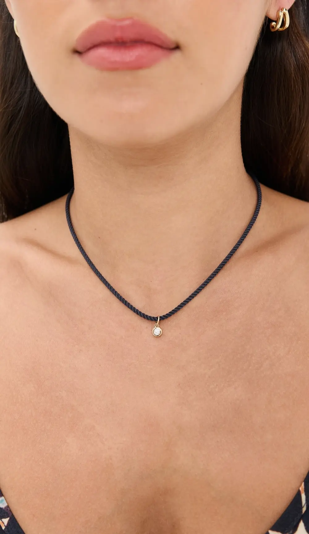 EF Collection 14k Diamond Pillow Cord Necklace 2.5mm