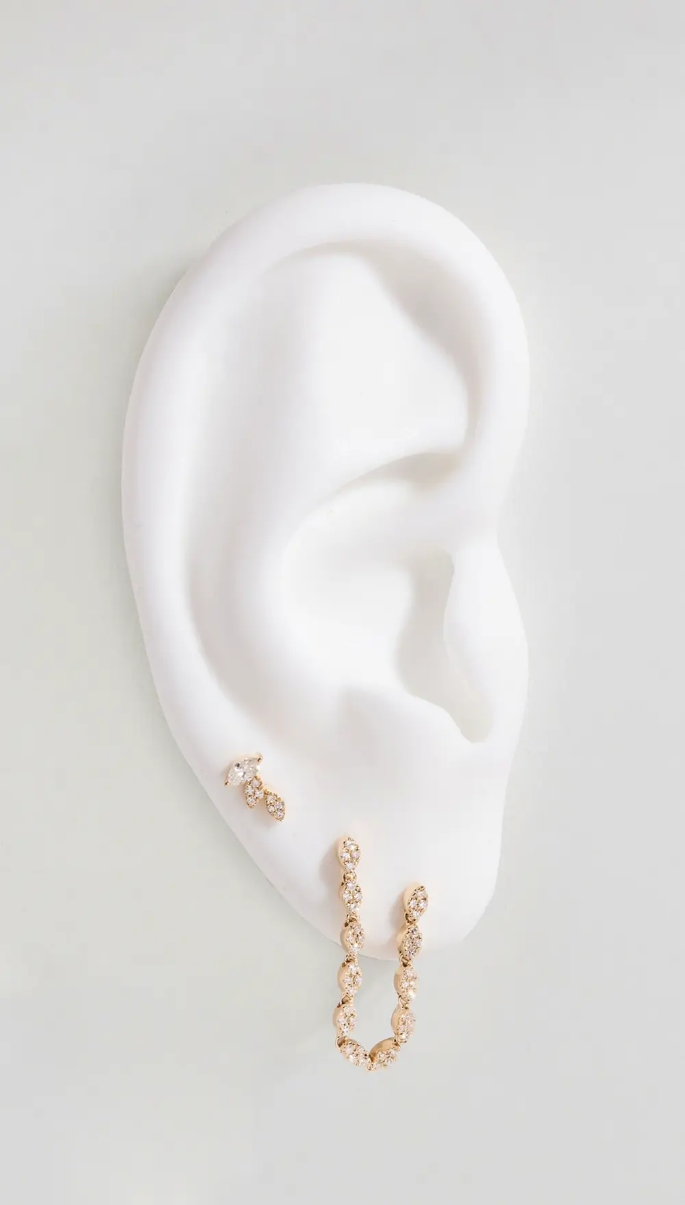 EF Collection 14k Single Triple Marquise Stud Earring