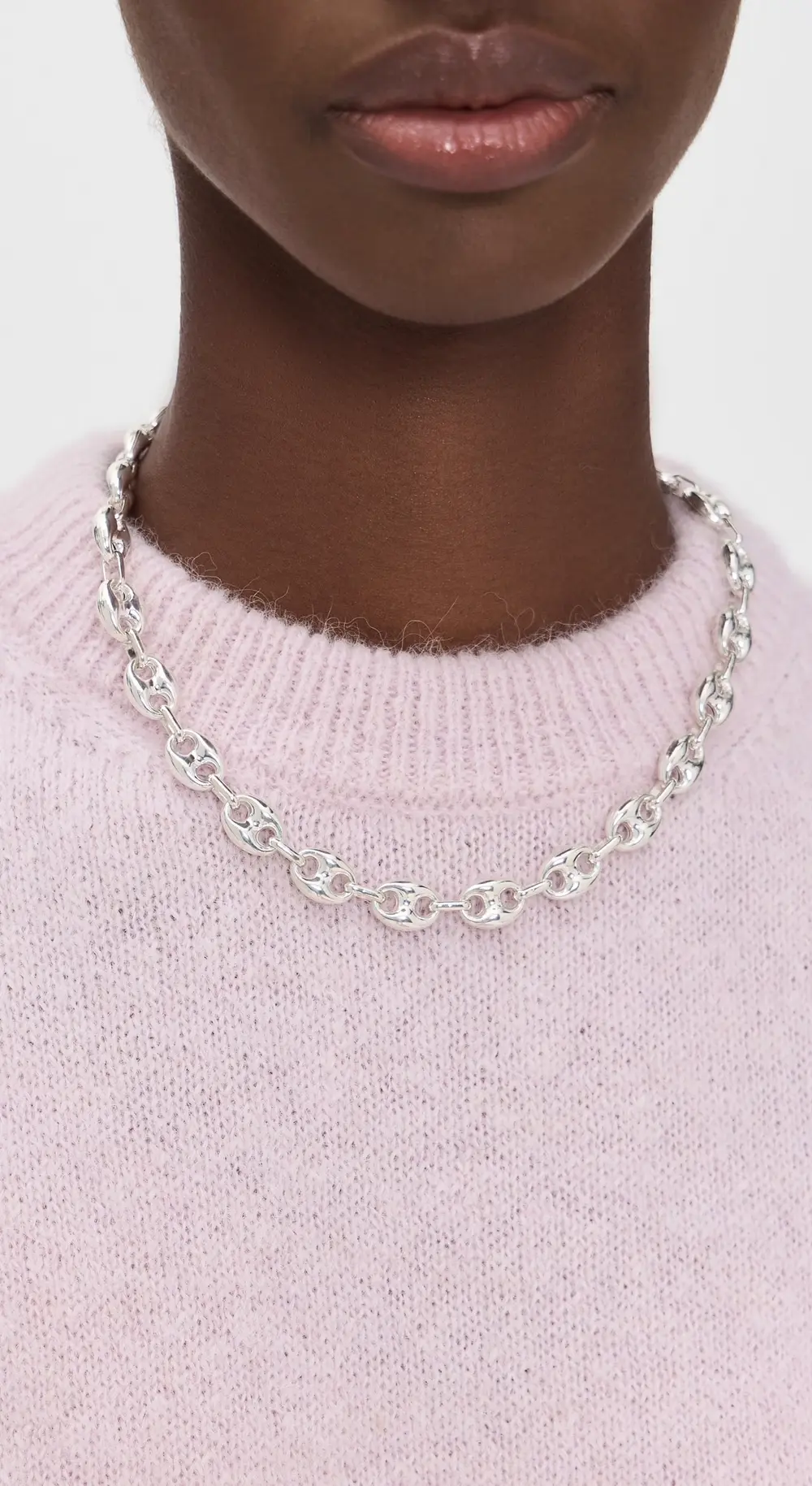 Zoe Chicco Sterling Silver Large Puffed Mariner Chain Necklace