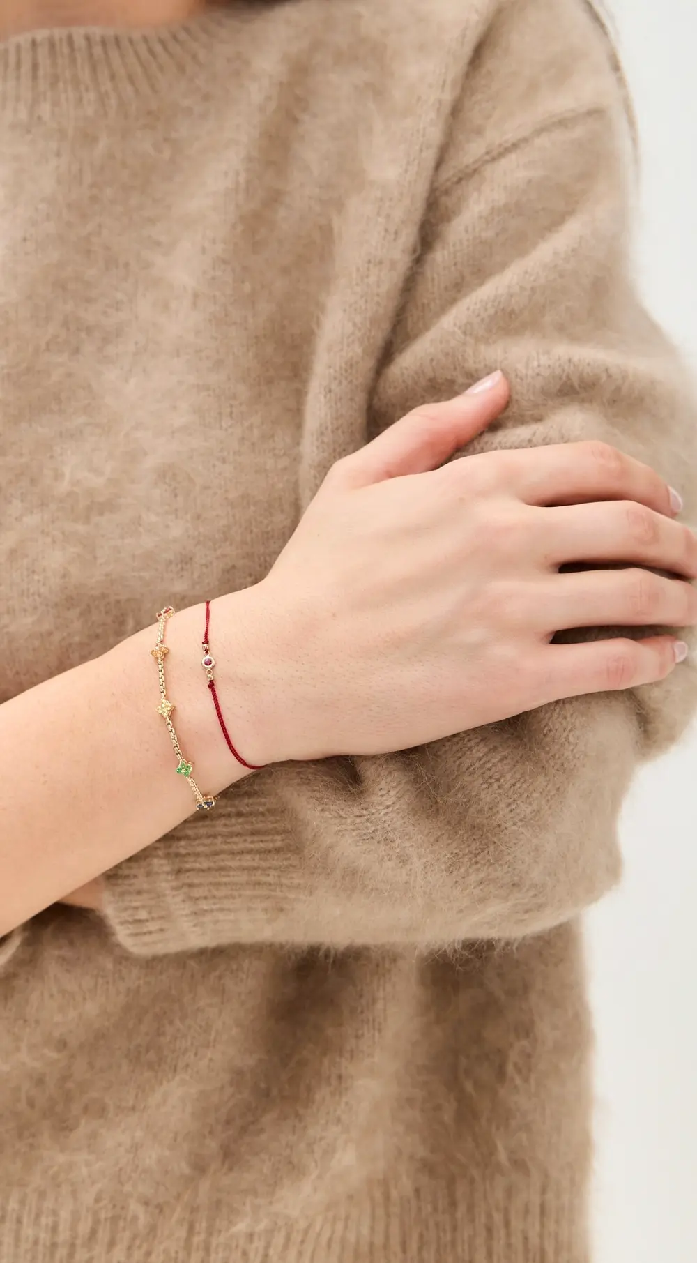 Zoe Chicco 14k Gold Floating Ruby On Red Cord Bracelet