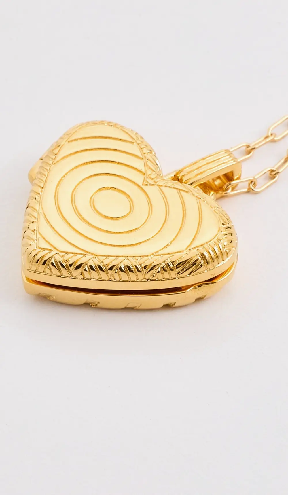 Gwen Beloti Etched Heart Locket Pendant Necklace