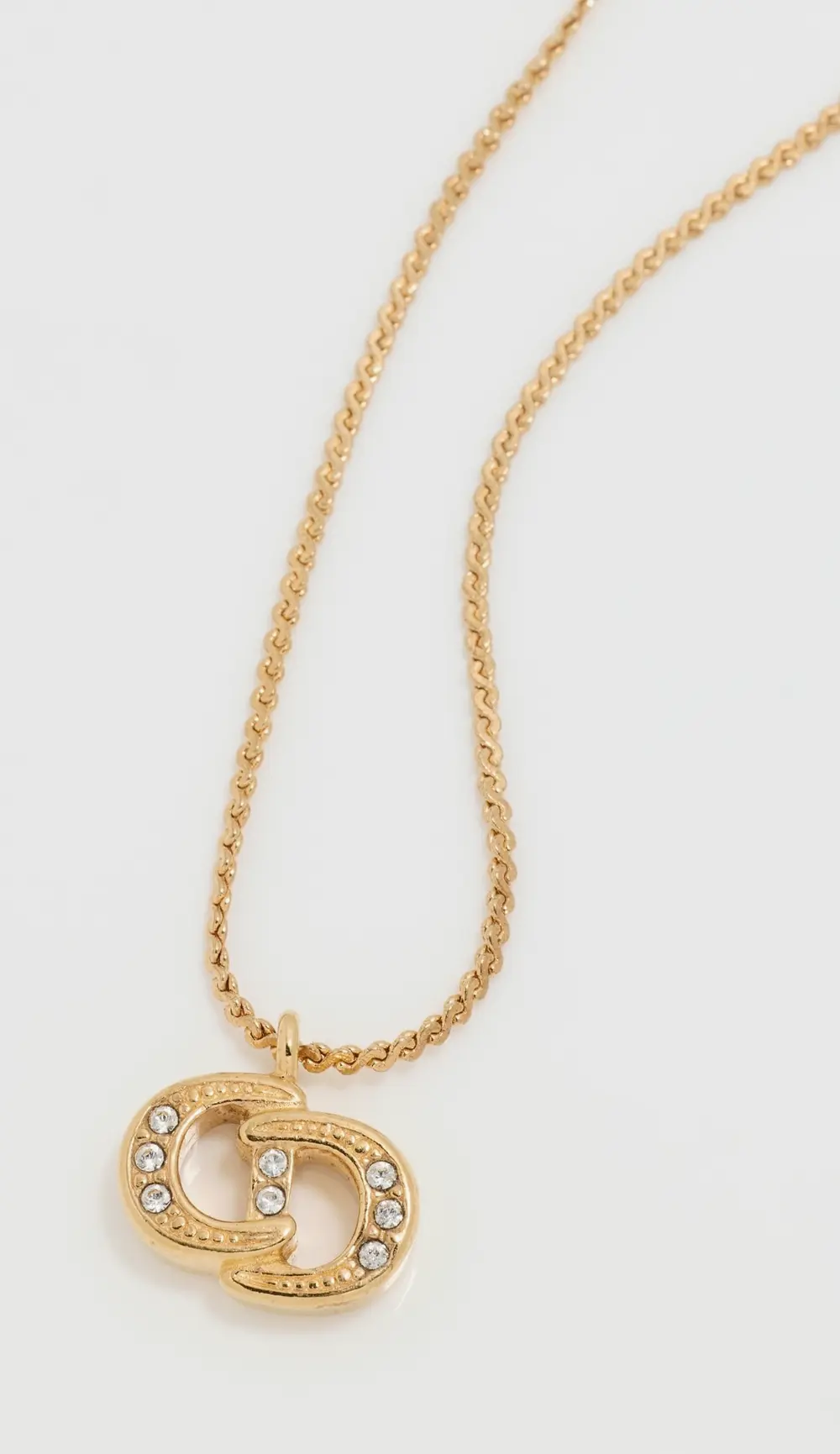 What Goes Around Comes Around Dior Gold Crystal CD Necklace