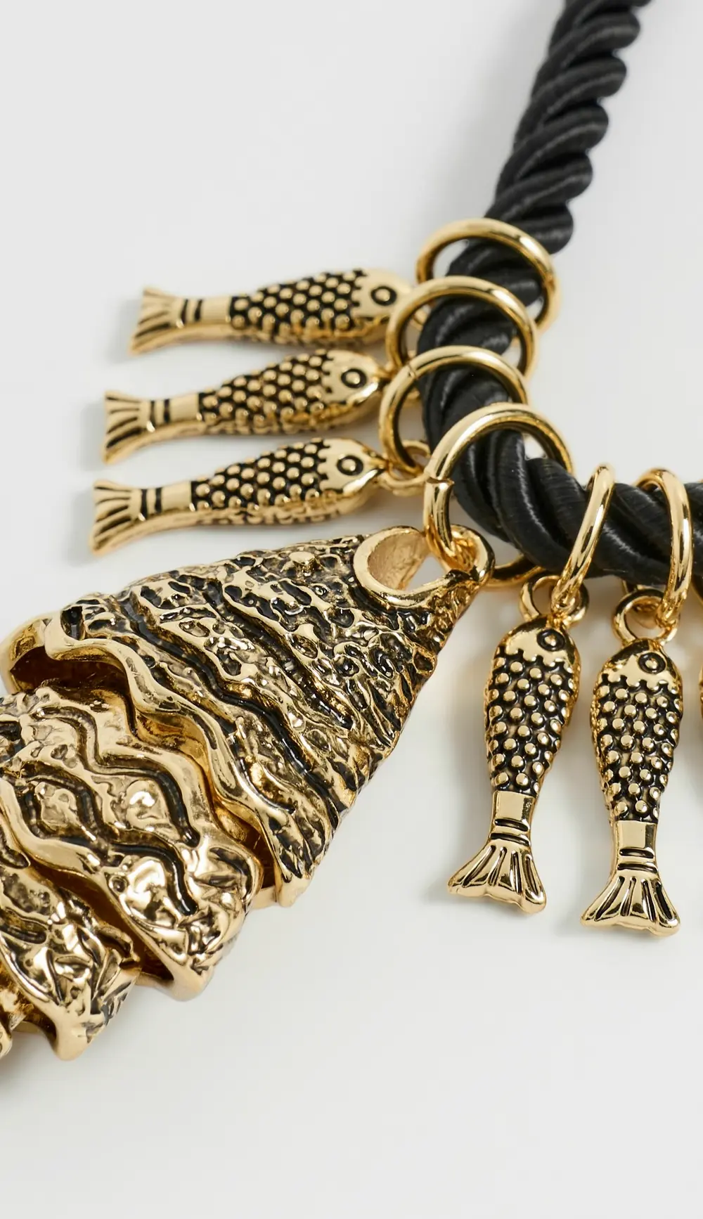 Kenneth Jay Lane Antique Gold Fish Necklace