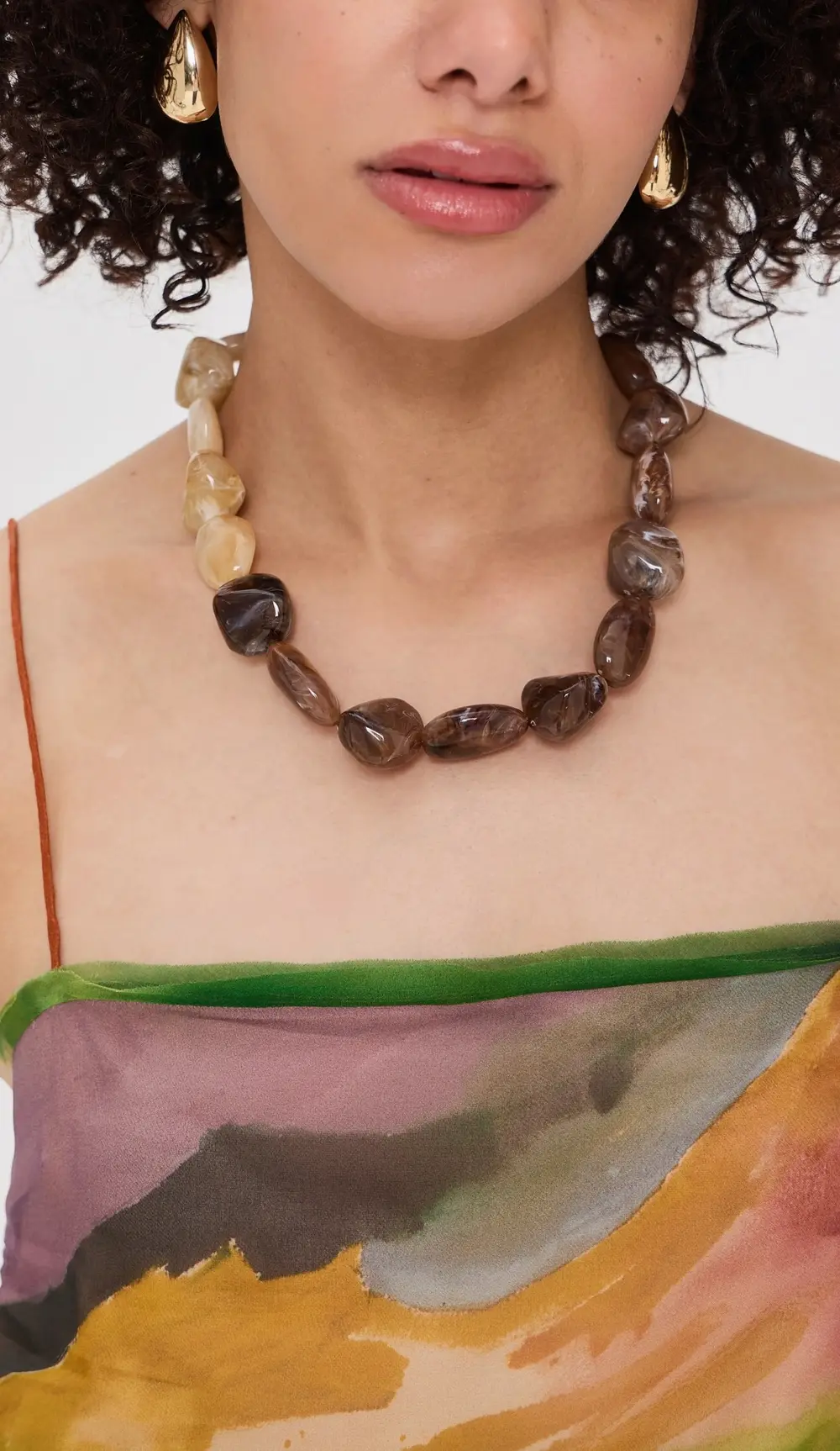 By Adina Eden Brown Agate Beaded Necklace