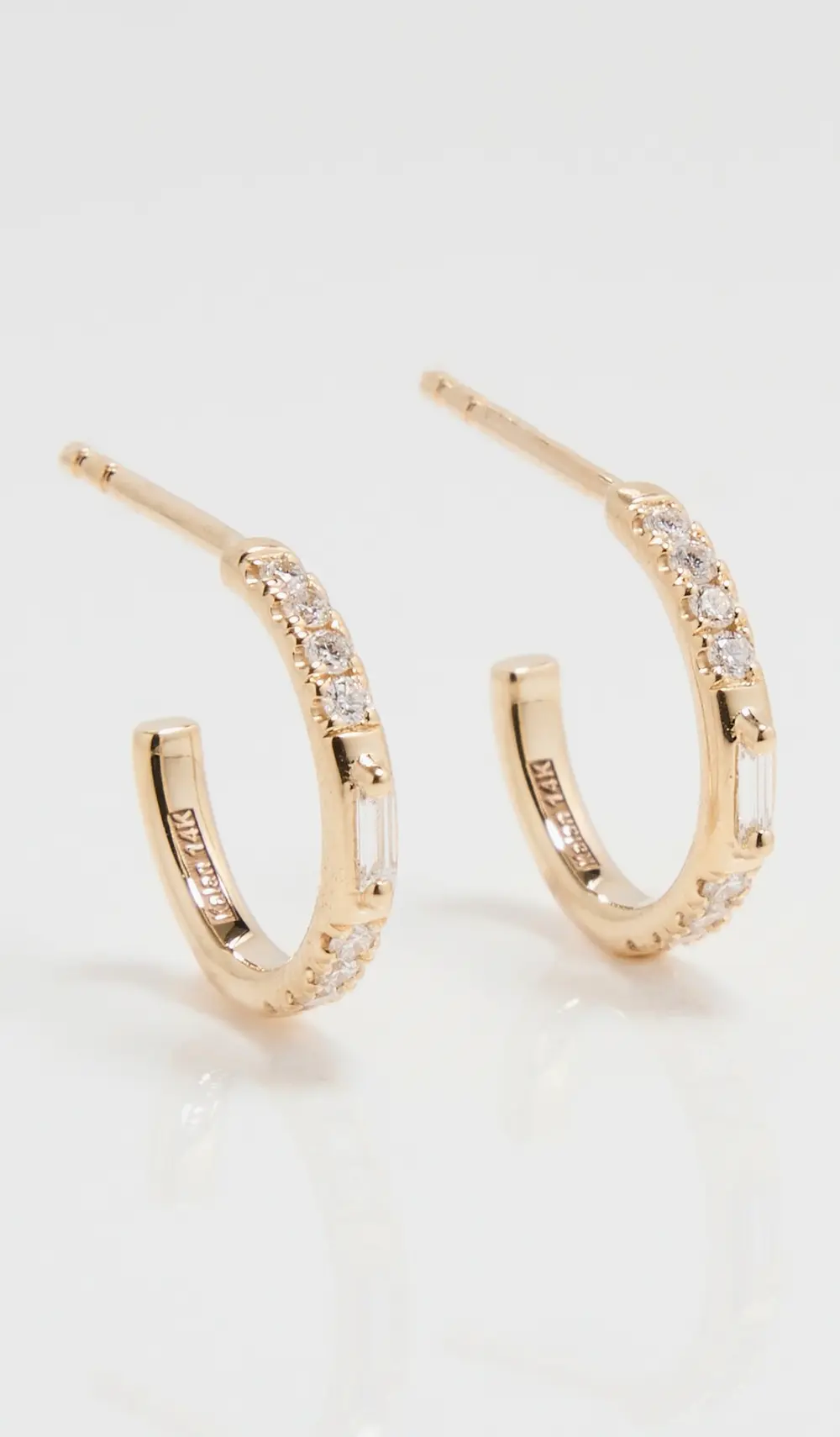 Kalan by Suzanne Kalan Mixed Diamond Center Baguette Hoops
