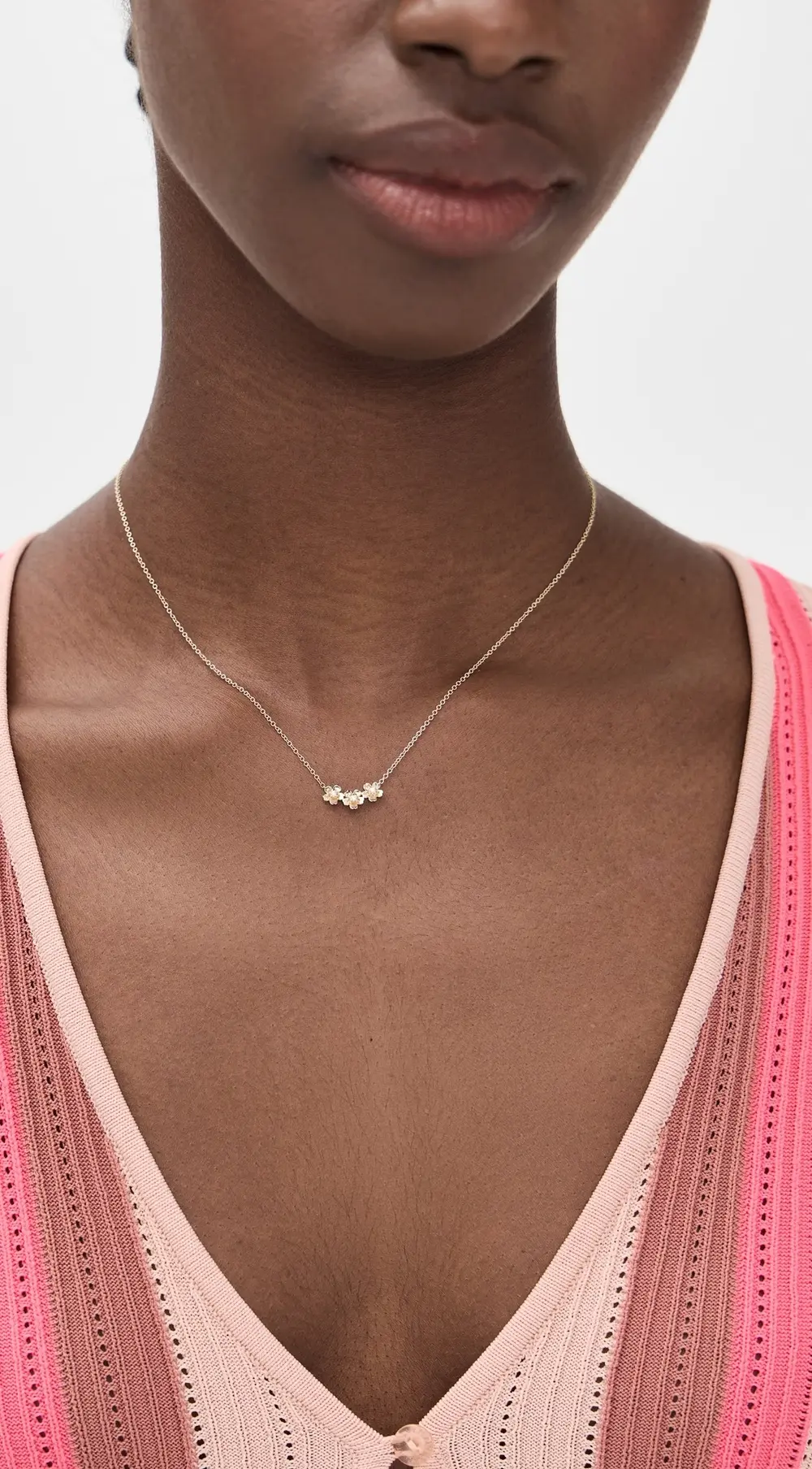 EF Collection 14k Triple Mini Cherry Blossom Necklace