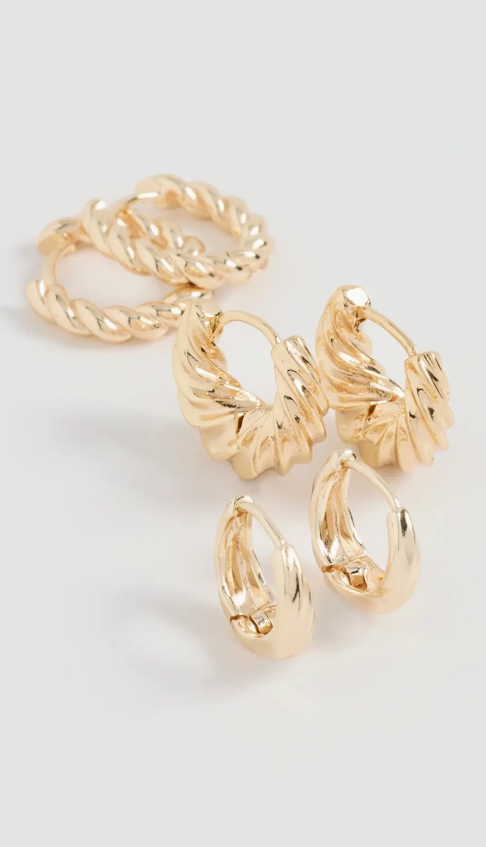 By Adina Eden Solid Twisted Huggie Earrings Combo Set