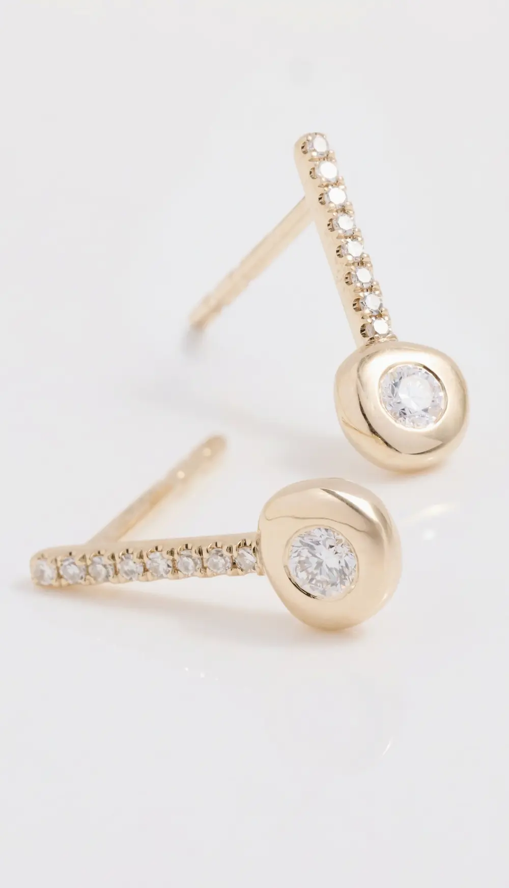 EF Collection 14k Diamond Pillow Bar Stud Earrings