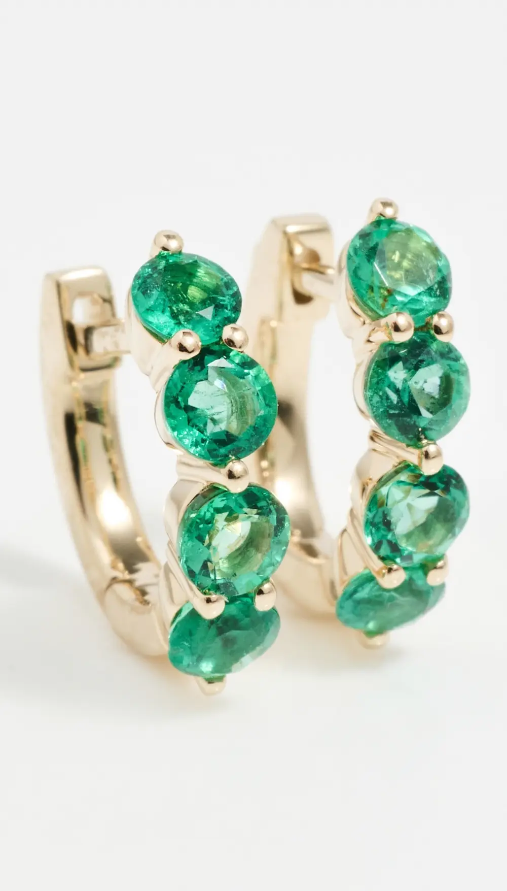 EF Collection 14k Gold Jumbo Prong Set Emerald Mini Huggies