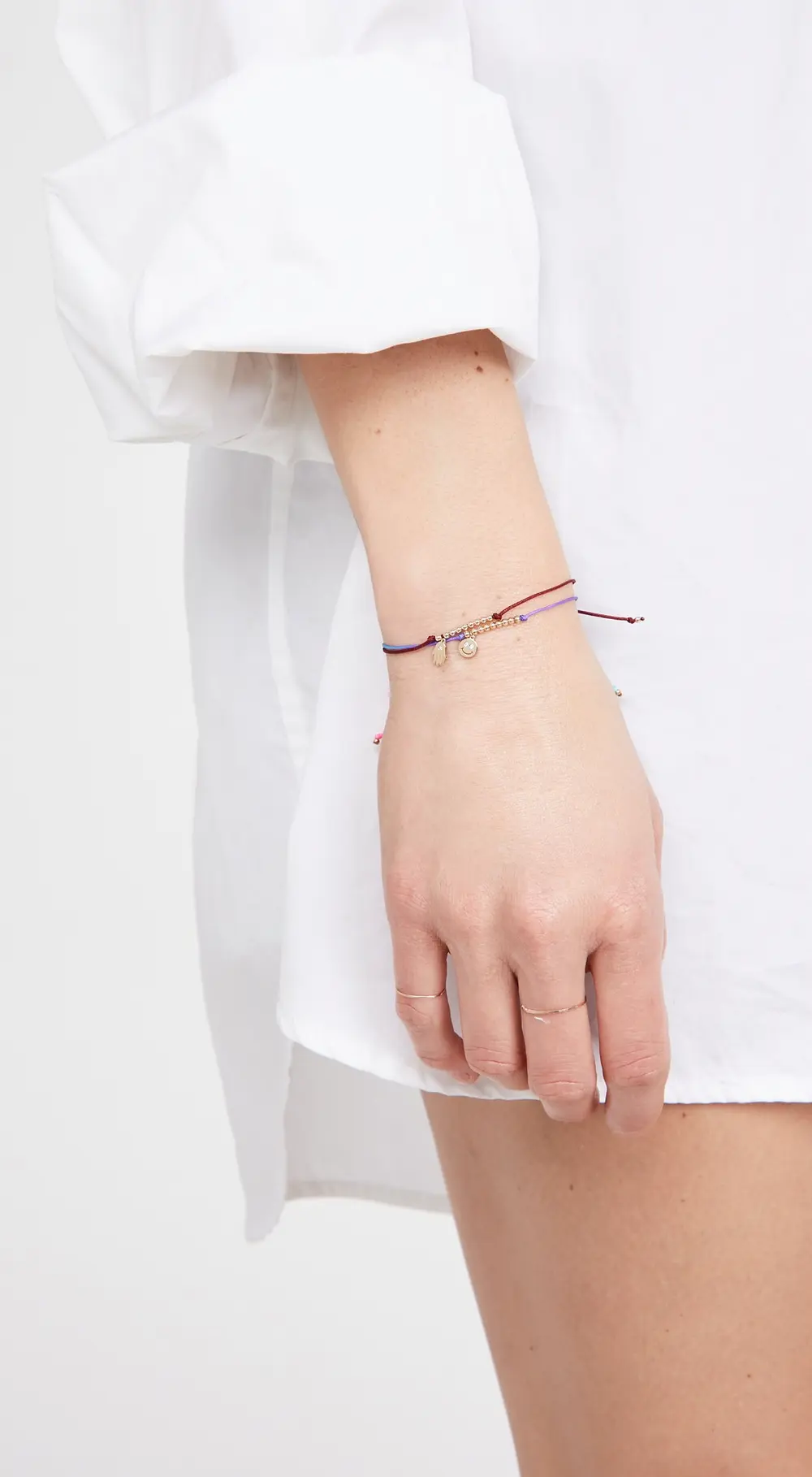 Sydney Evan Double Stone Happy Face Cord Bracelet