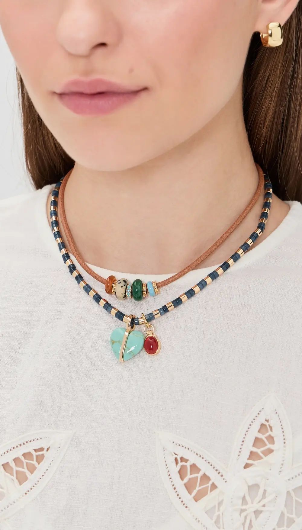 Roxanne Assoulin Semi Sliders On Leather Cord Necklace