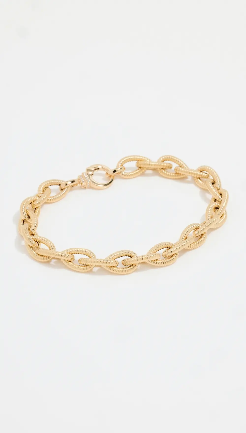 Sorellina 18k Textured Chain Bracelet with Diamonds