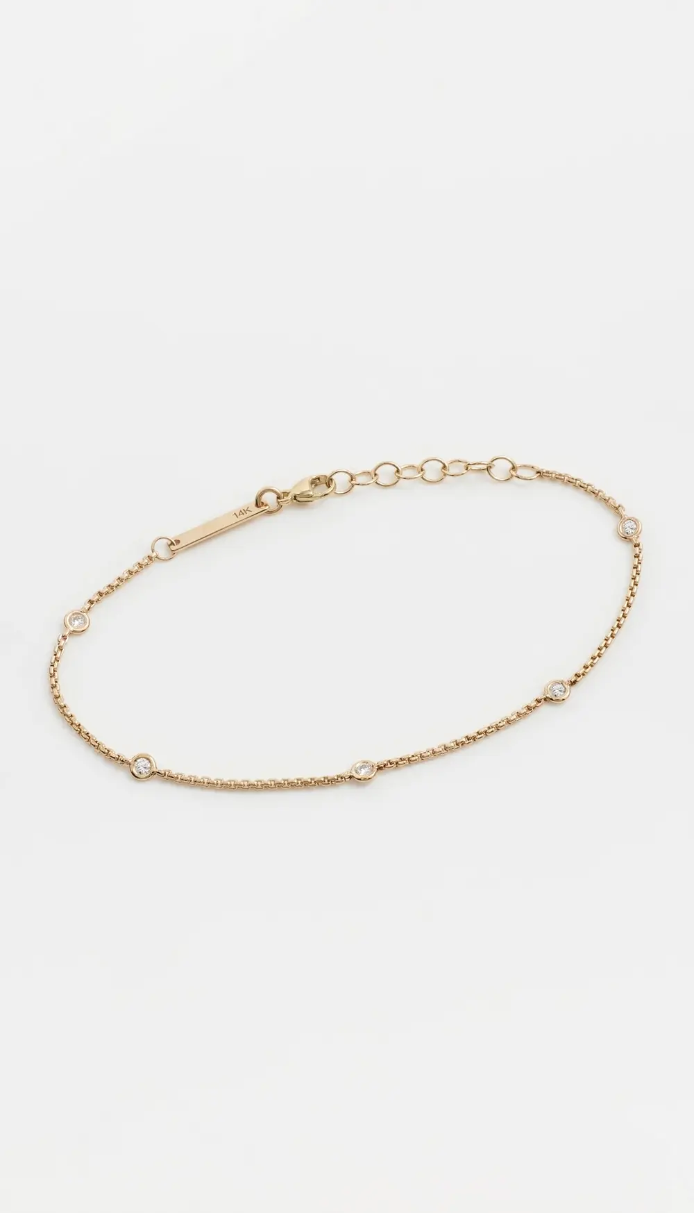 Zoe Chicco 14k Gold Floating Diamond Box Chain Bracelet