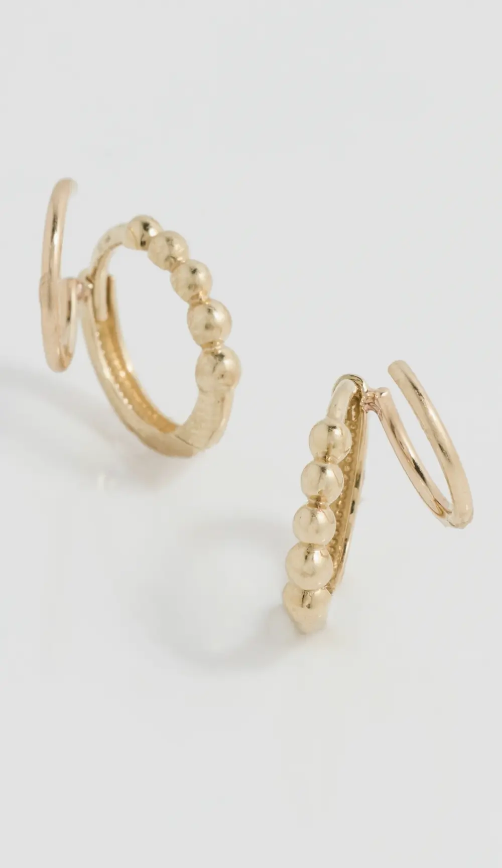 Zoe Chicco 14k Gold Beaded Hinged Huggie Double Hoop Illusion Earrings