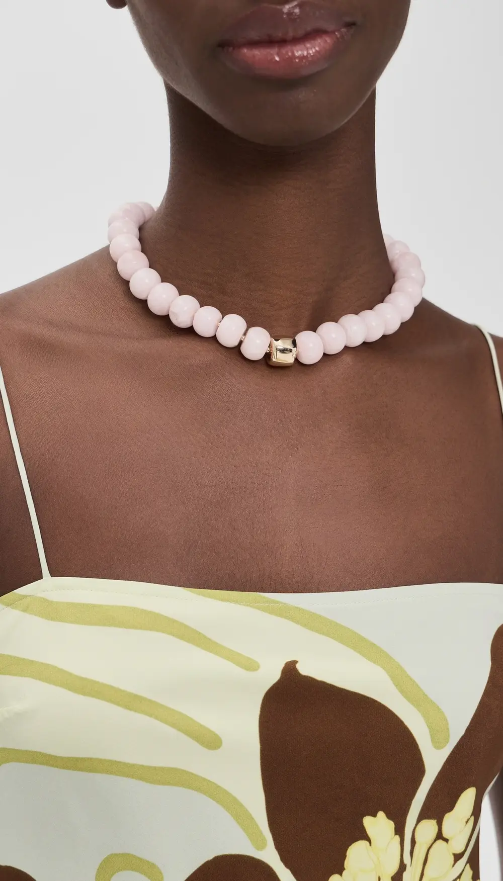 Ettika Power Bead Statement Necklace in Rose Quartz