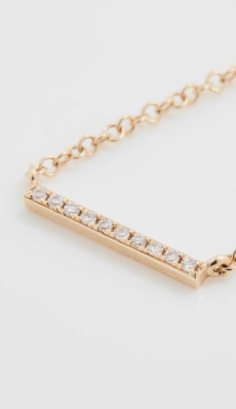 EF Collection 14k Gold Diamond Mini Bar Necklace