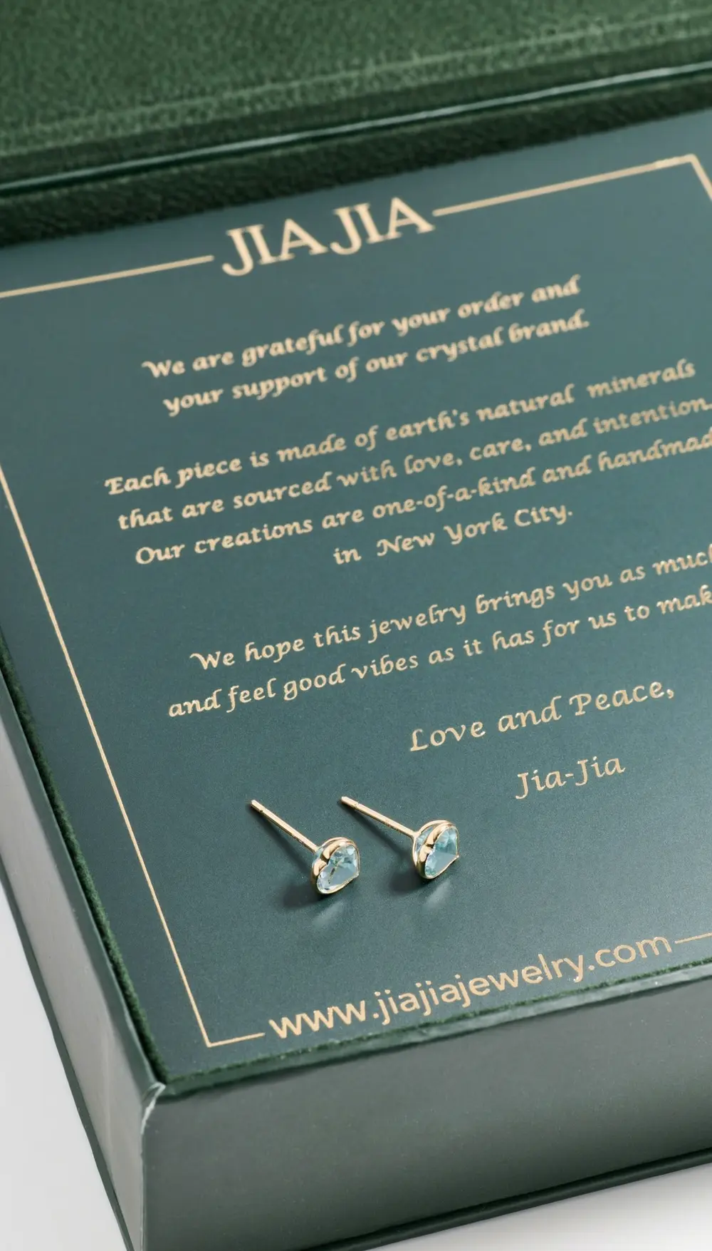 JIA JIA 14k Blue Topaz Heart Stud Earrings