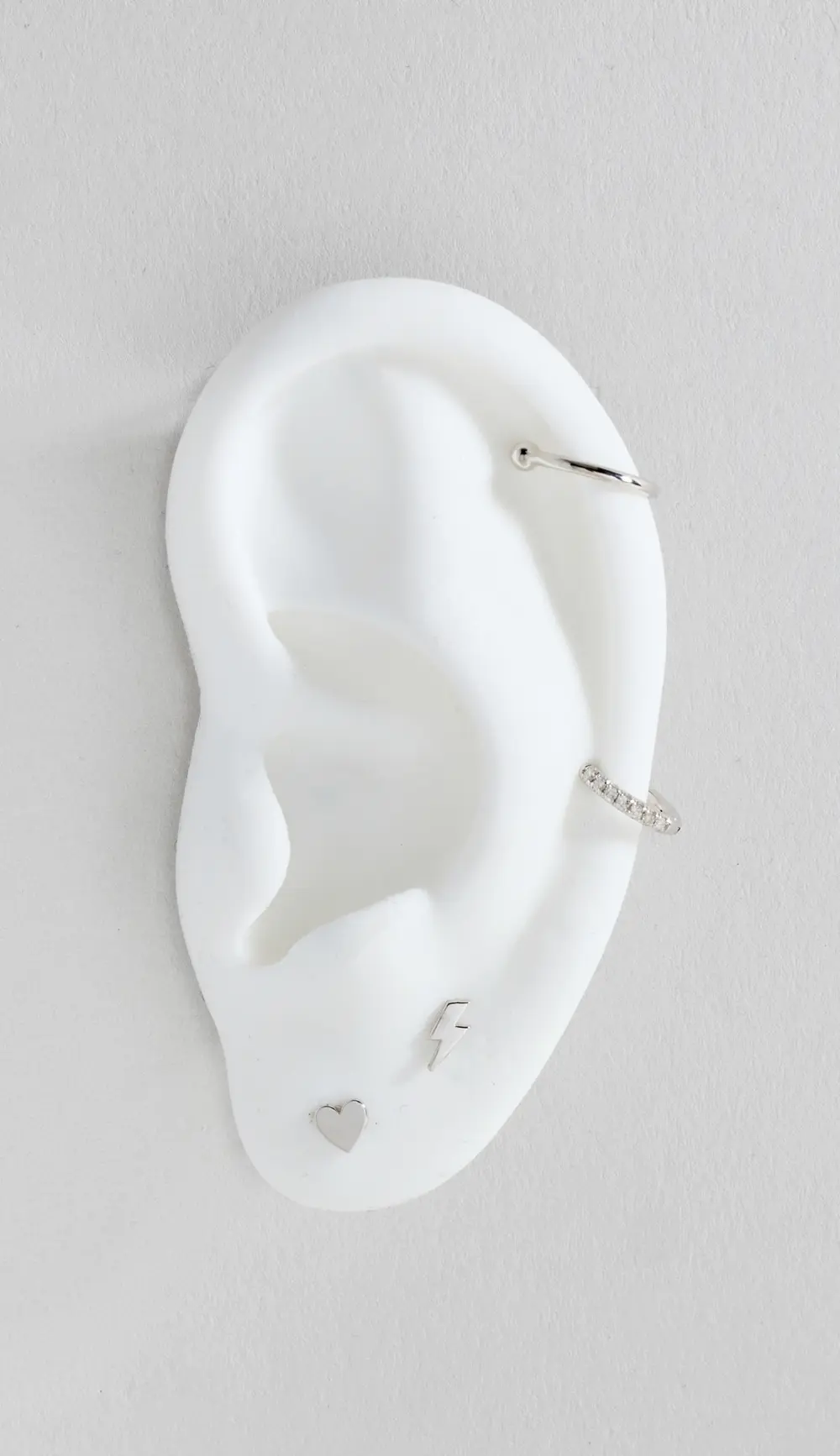 Zoe Chicco 14k White Gold Single Itty Bitty Lightning Bolt Stud Earring