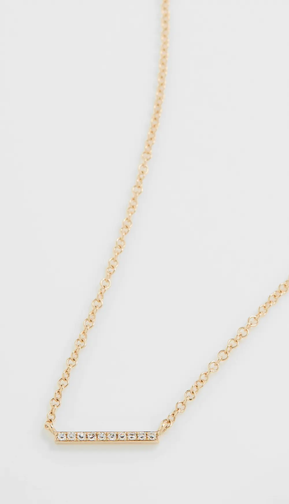 EF Collection 14k Gold Diamond Mini Bar Necklace