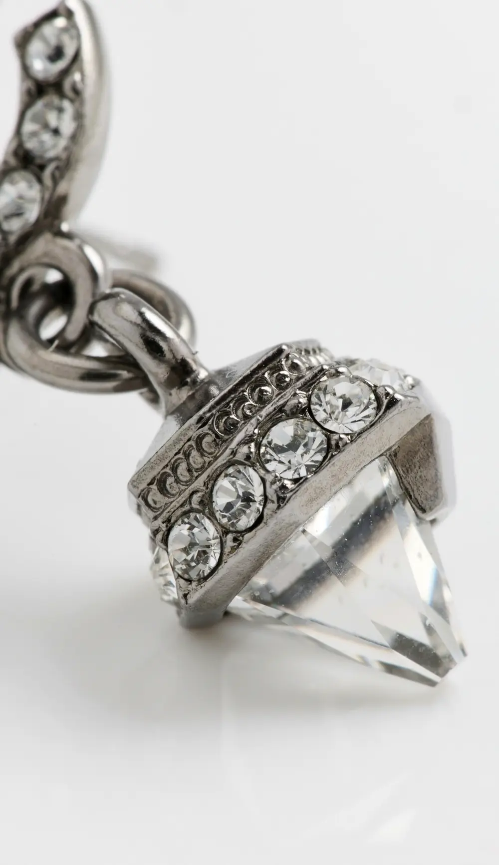 What Goes Around Comes Around Chanel Silver Crystal CC Drop Earrings