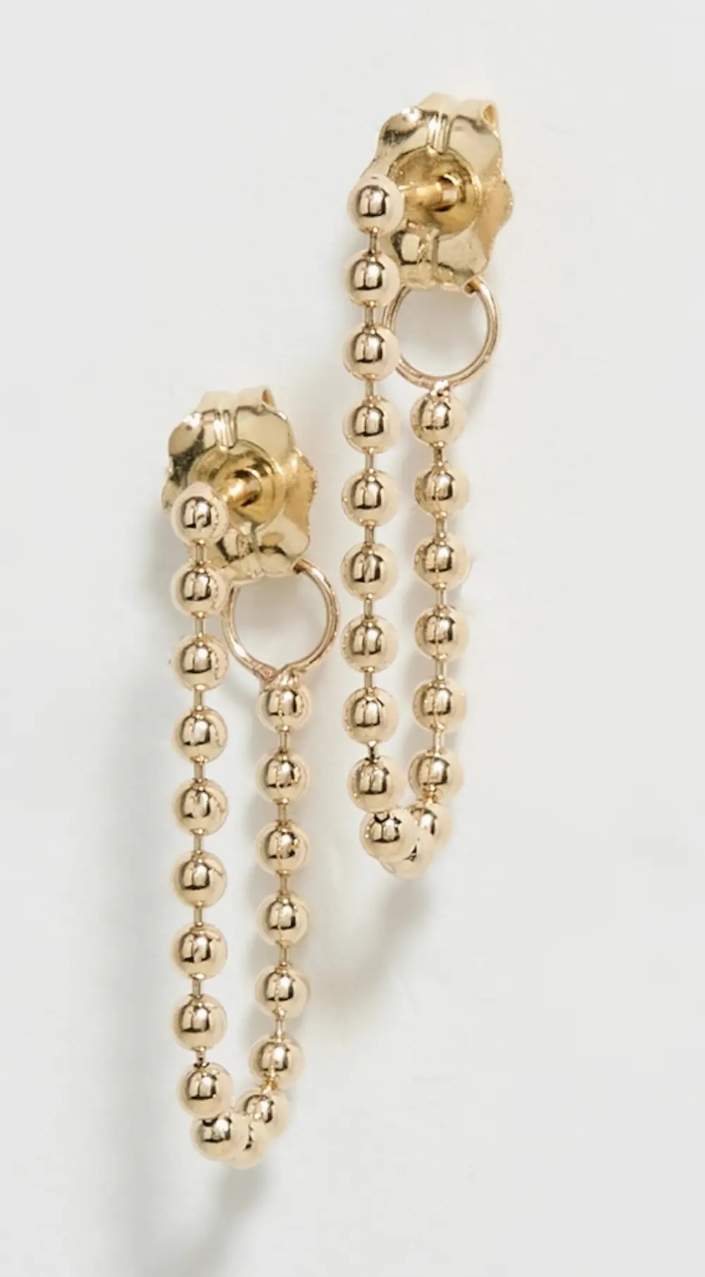 Zoe Chicco 14k Gold 1.5mm Bead Chain Back Earrings