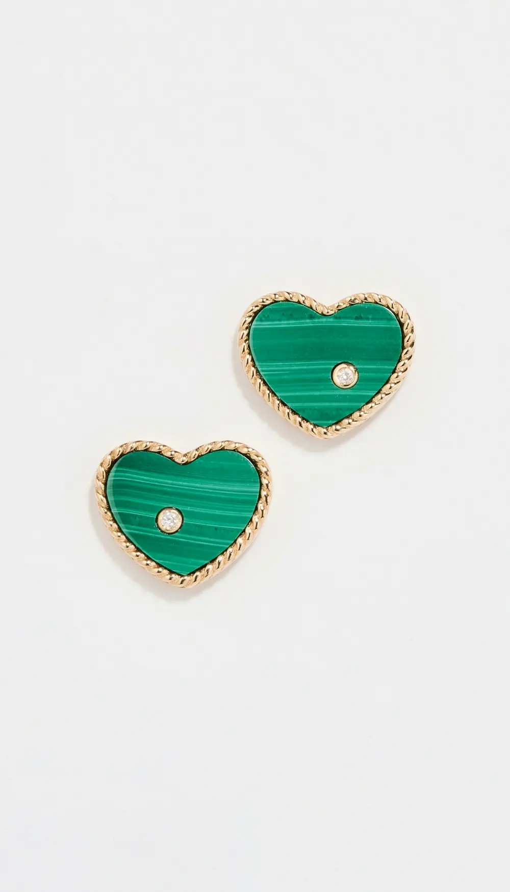 Yvonne Leon Paire De Baby Puces Coeur Malachite Studs