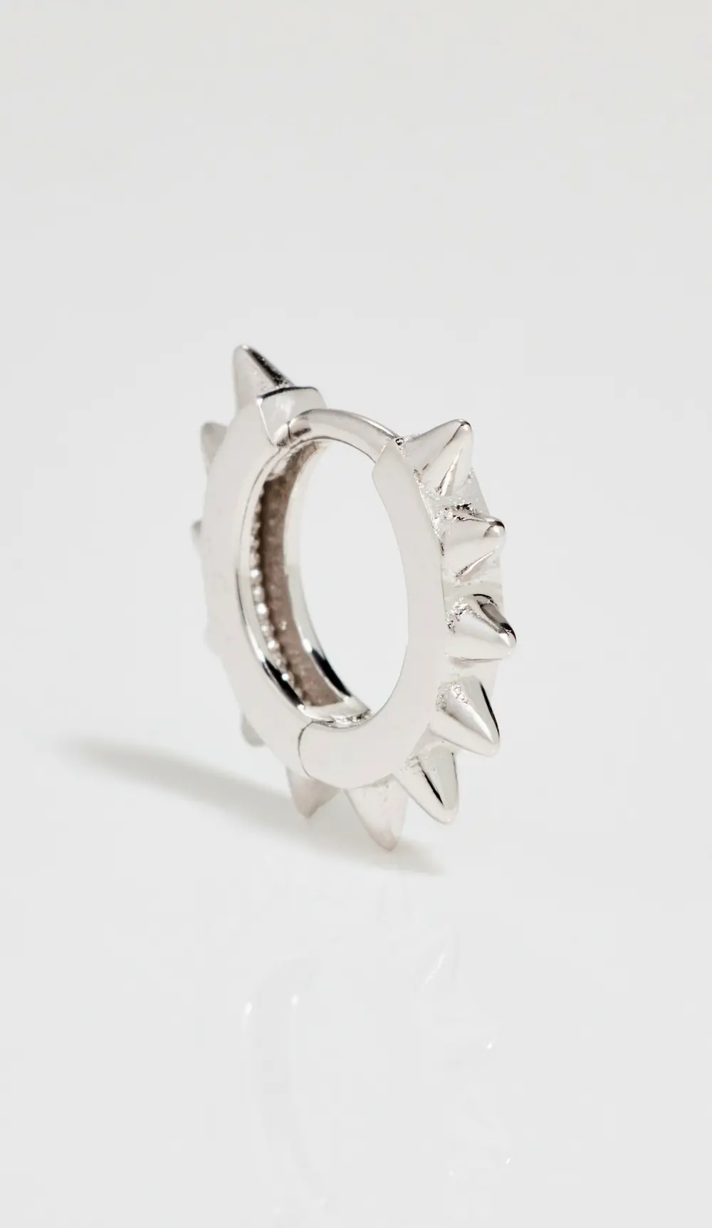 Zoe Chicco 14k White Gold Single Spiked Hinged Huggie Hoop