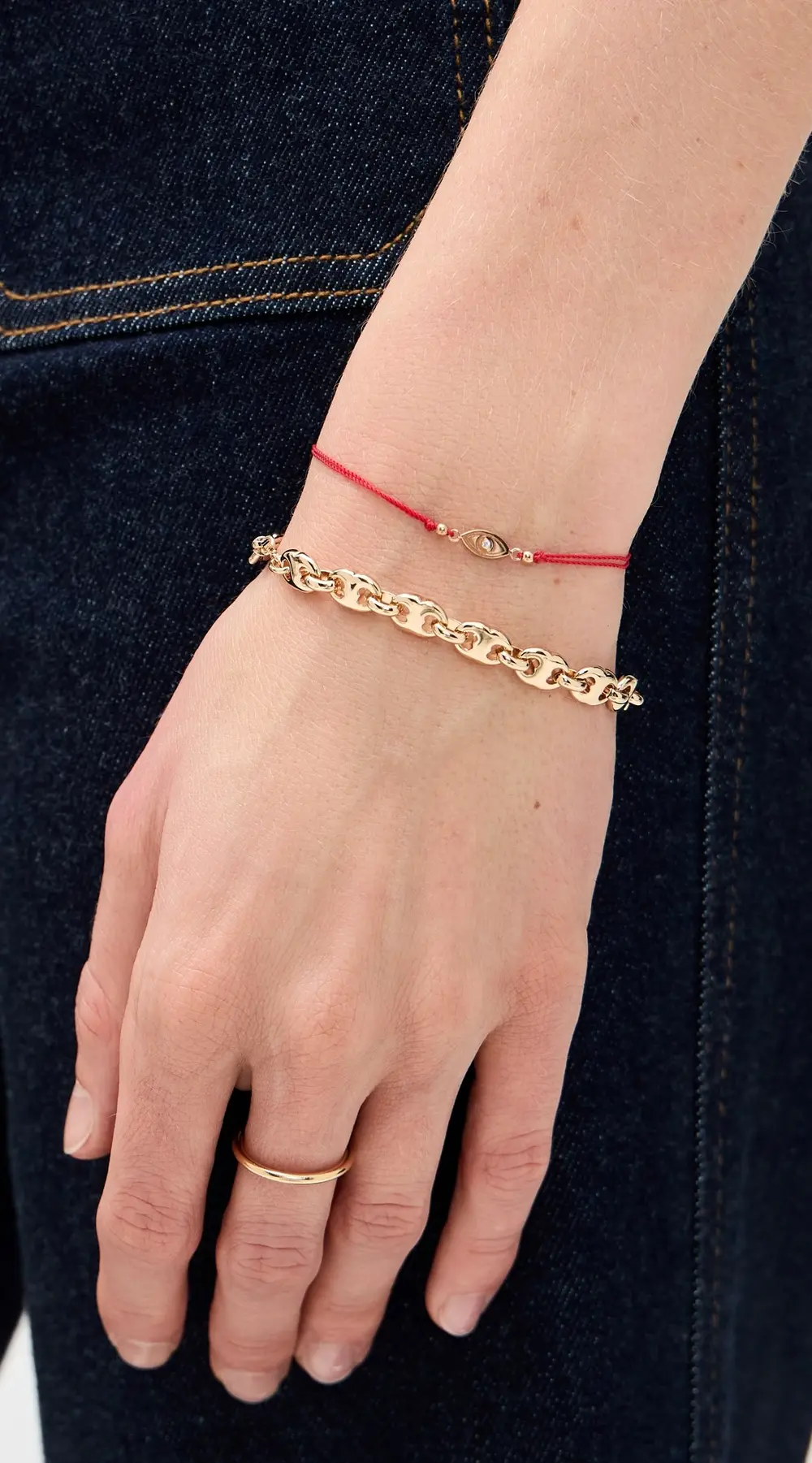 Zoe Chicco 14k Gold Midi Bitty Diamond Evil Eye Cord Bracelet