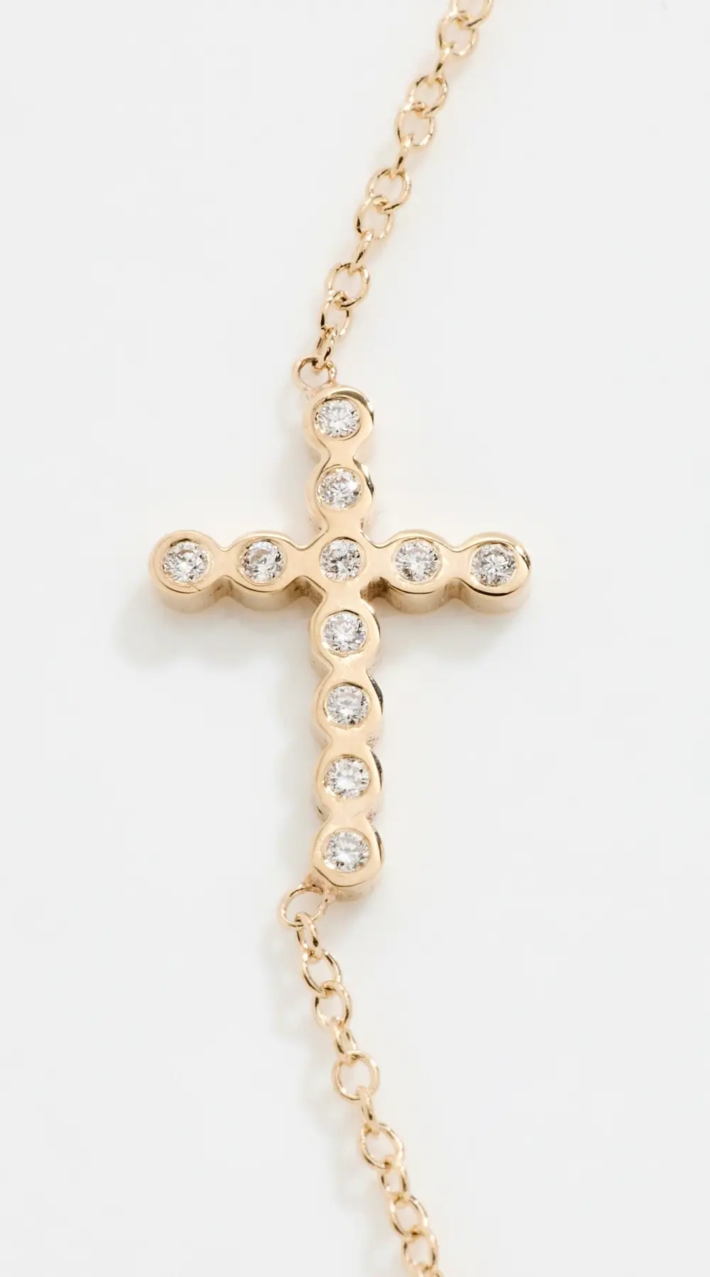 Zoe Chicco 14k Gold Bezel Diamond Cross Necklace