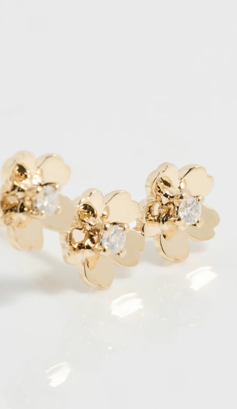 EF Collection 14k Mini Cherry Blossom Stud Ear Climber Earrings