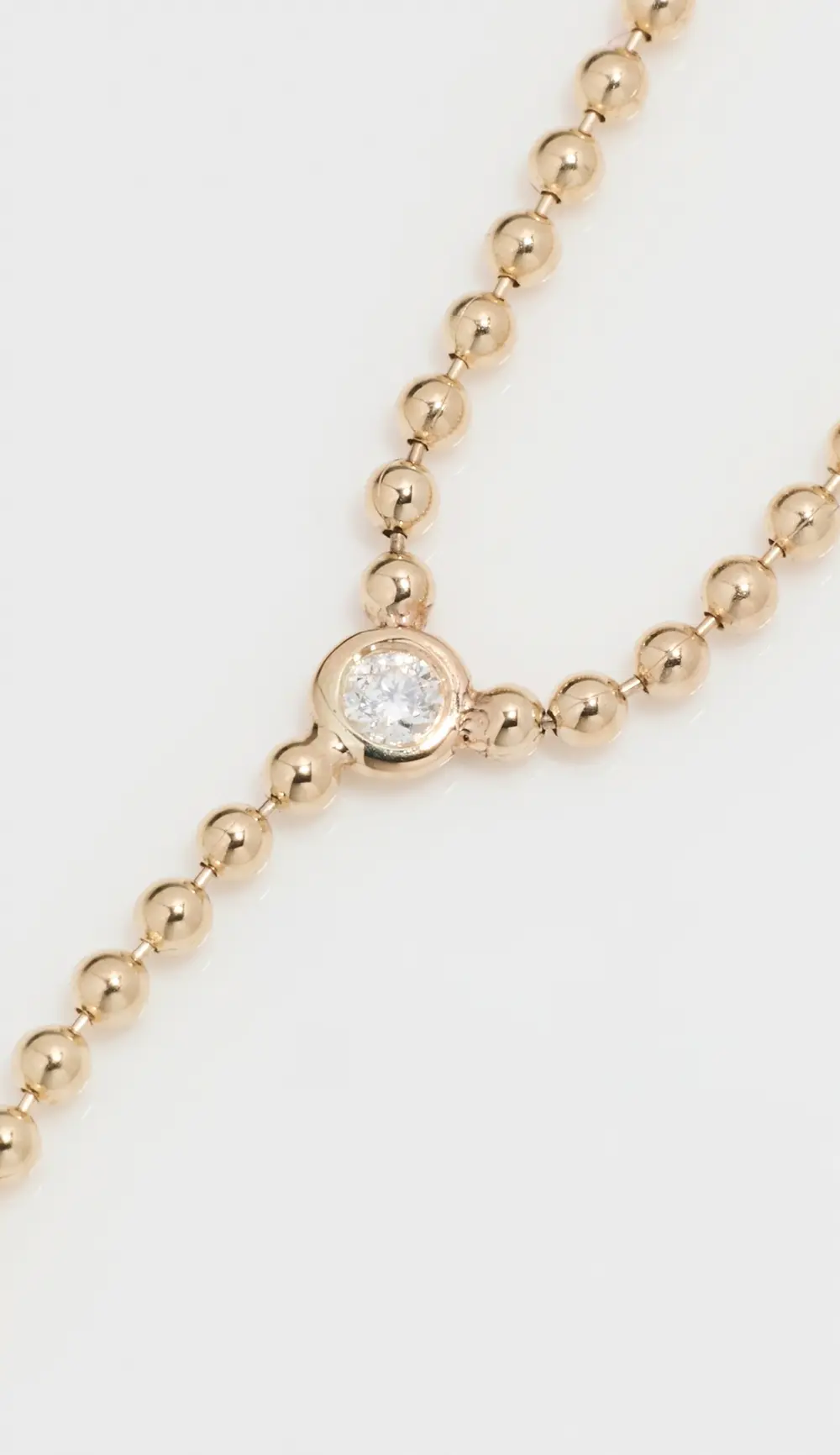Zoe Chicco 14k Gold Bead Chain Lariat with Floating Diamonds Necklace