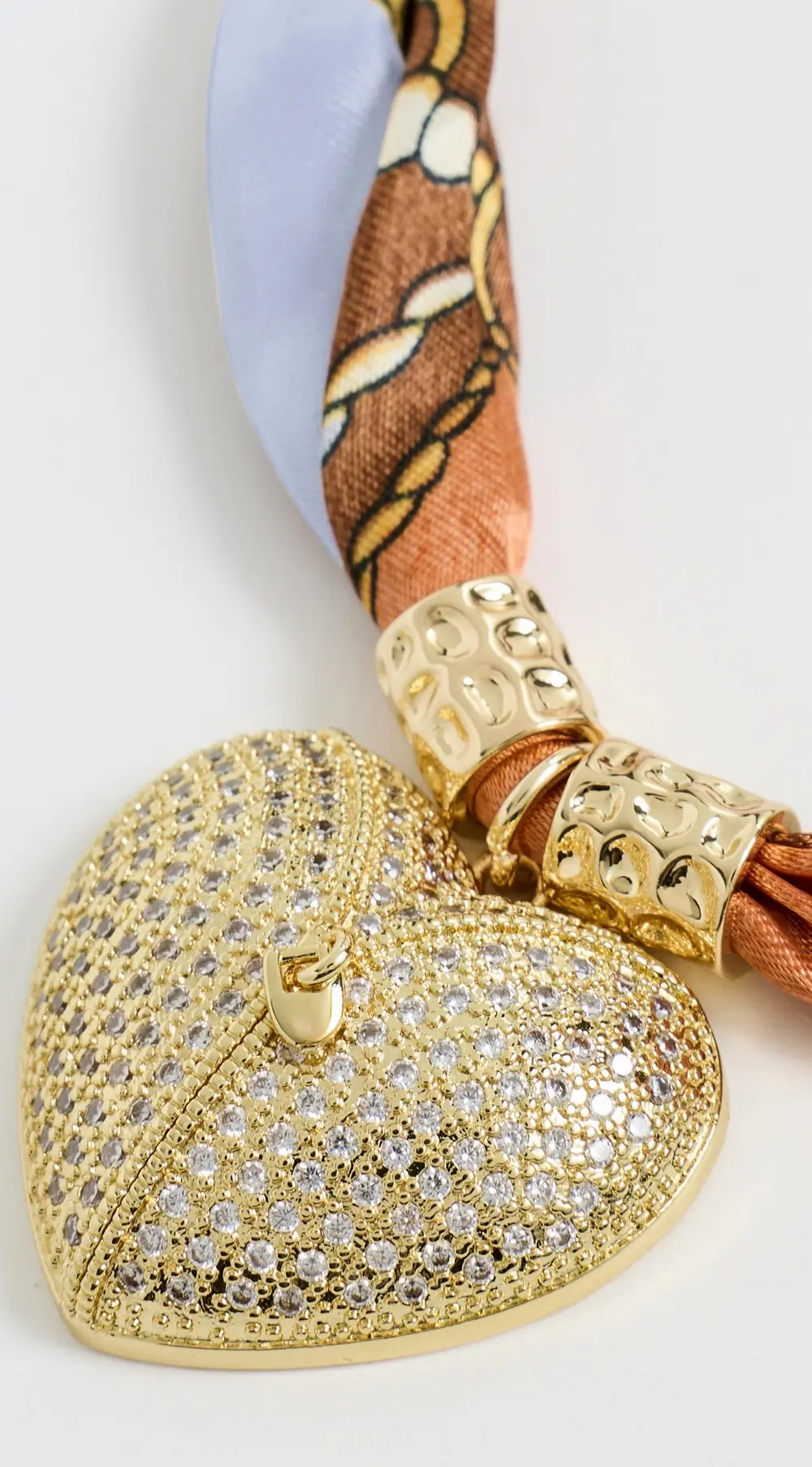 By Adina Eden Puffy Cubic Zirconia Heart Satin Scarf Necklace