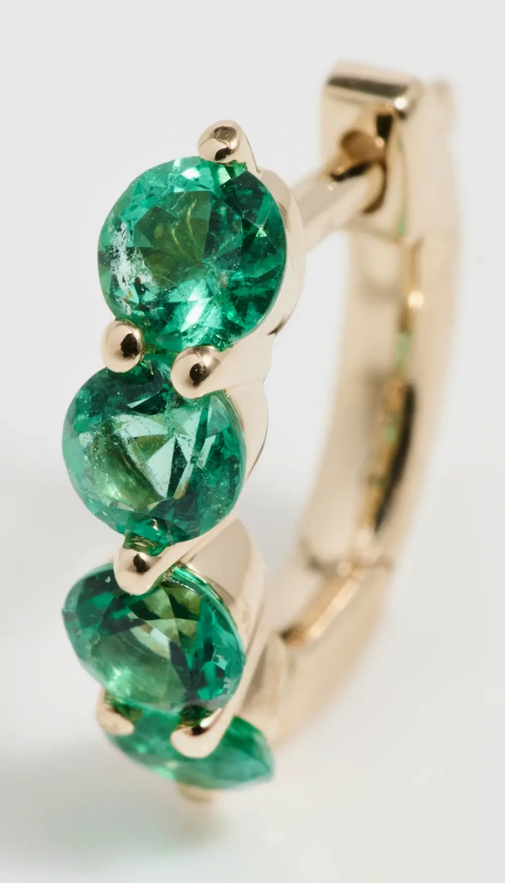 EF Collection 14k Gold Jumbo Prong Set Emerald Mini Huggies