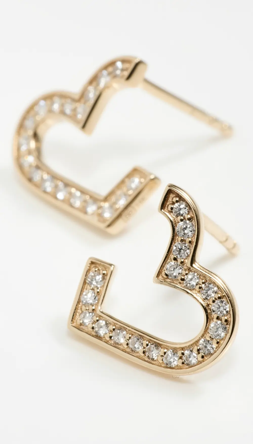 Sydney Evan 14k Small Pave Heart Wrap Hoop Earrings
