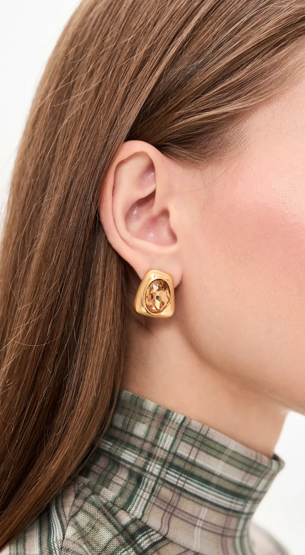 By Adina Eden Smoky Gemstone Stud Earrings