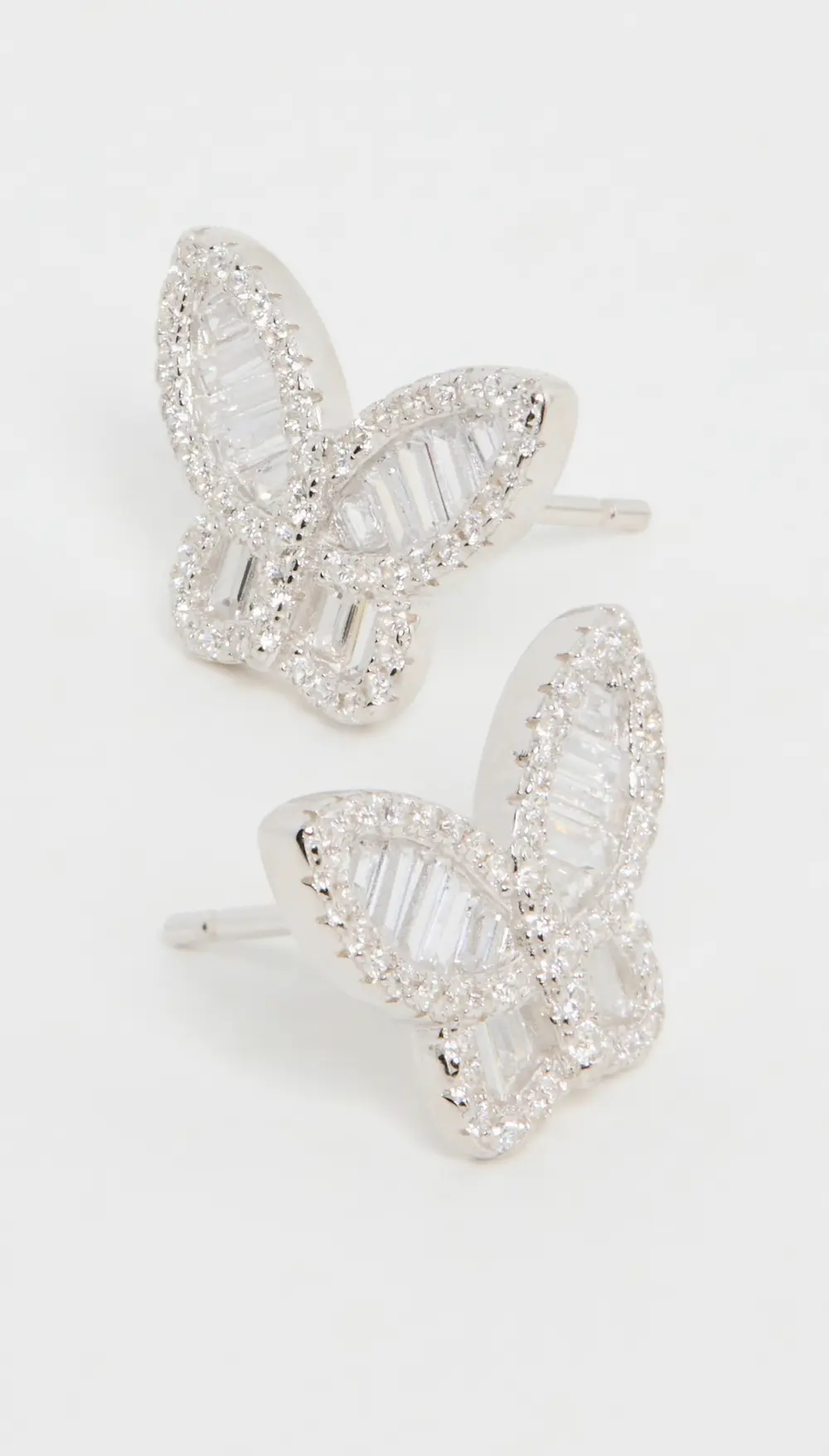 By Adina Eden Pave Baguette Butterfly Stud Earrings