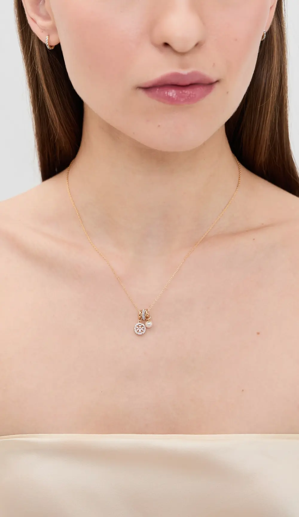 Tory Burch Miller Pave Charm Pendant Necklace