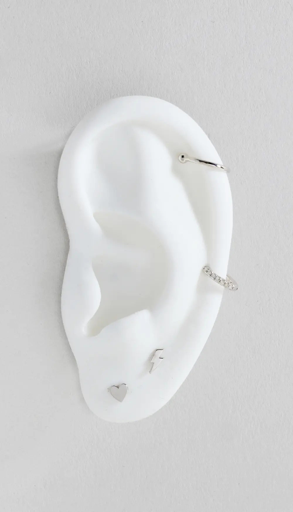 Zoe Chicco 14k White Gold Single Itty Bitty Heart Stud Earring