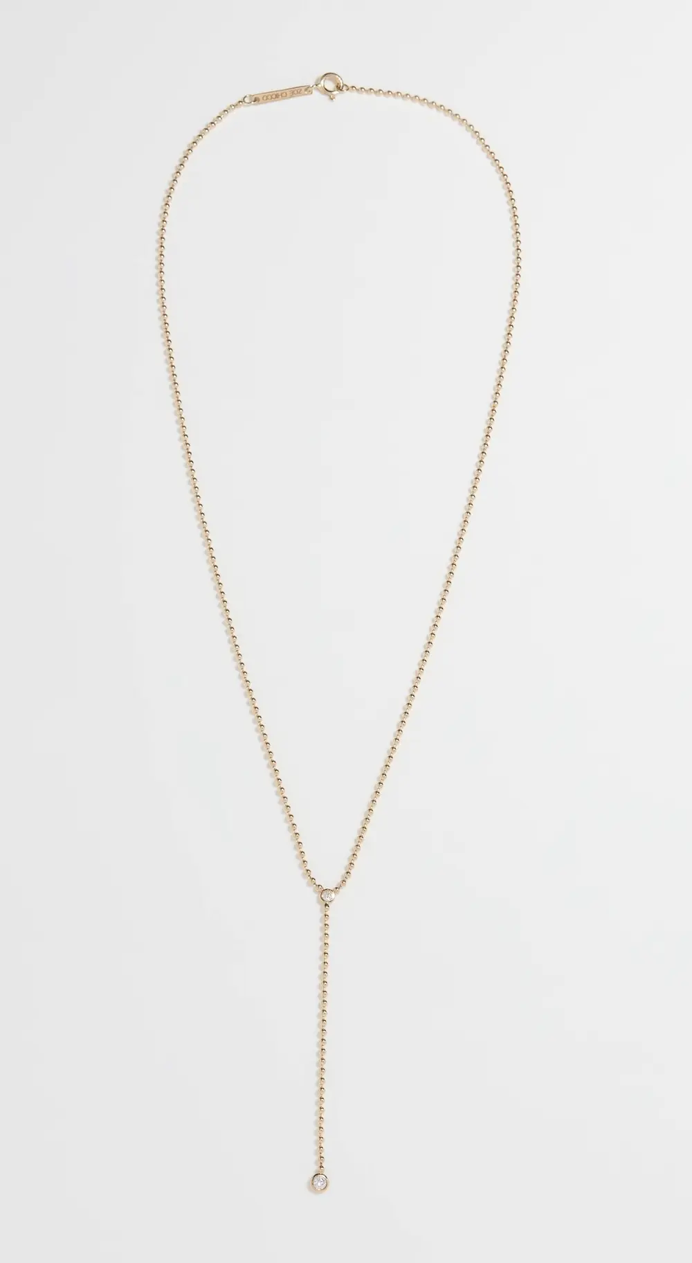 Zoe Chicco 14k Gold Bead Chain Lariat with Floating Diamonds Necklace