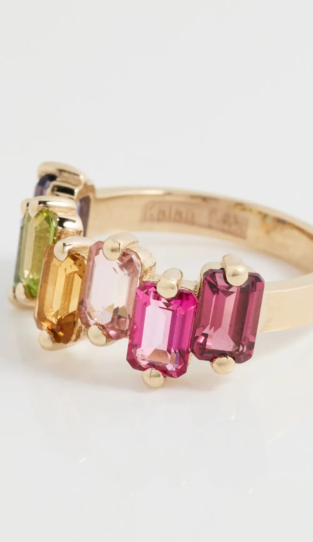 Kalan by Suzanne Kalan 14k Ann Emerald Cut Rainbow Half Band Ring