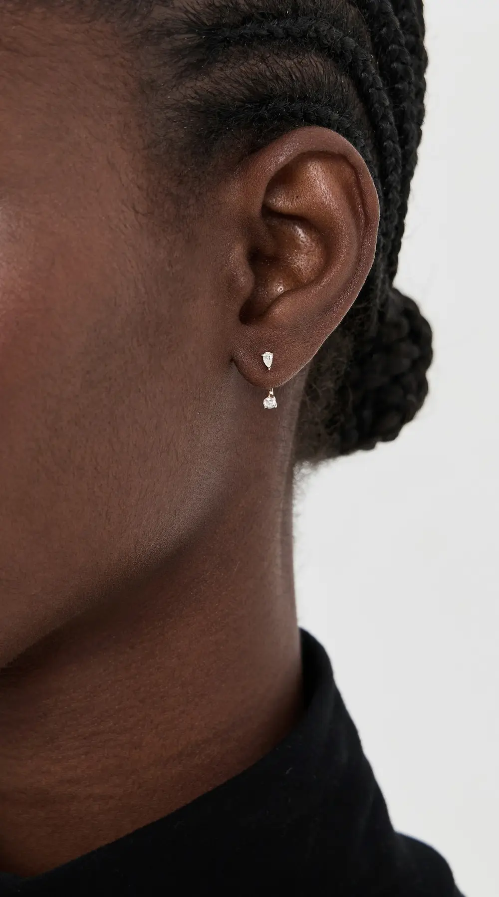 EF Collection 14k Gold Diamond Pear and Oval Stud Earrings