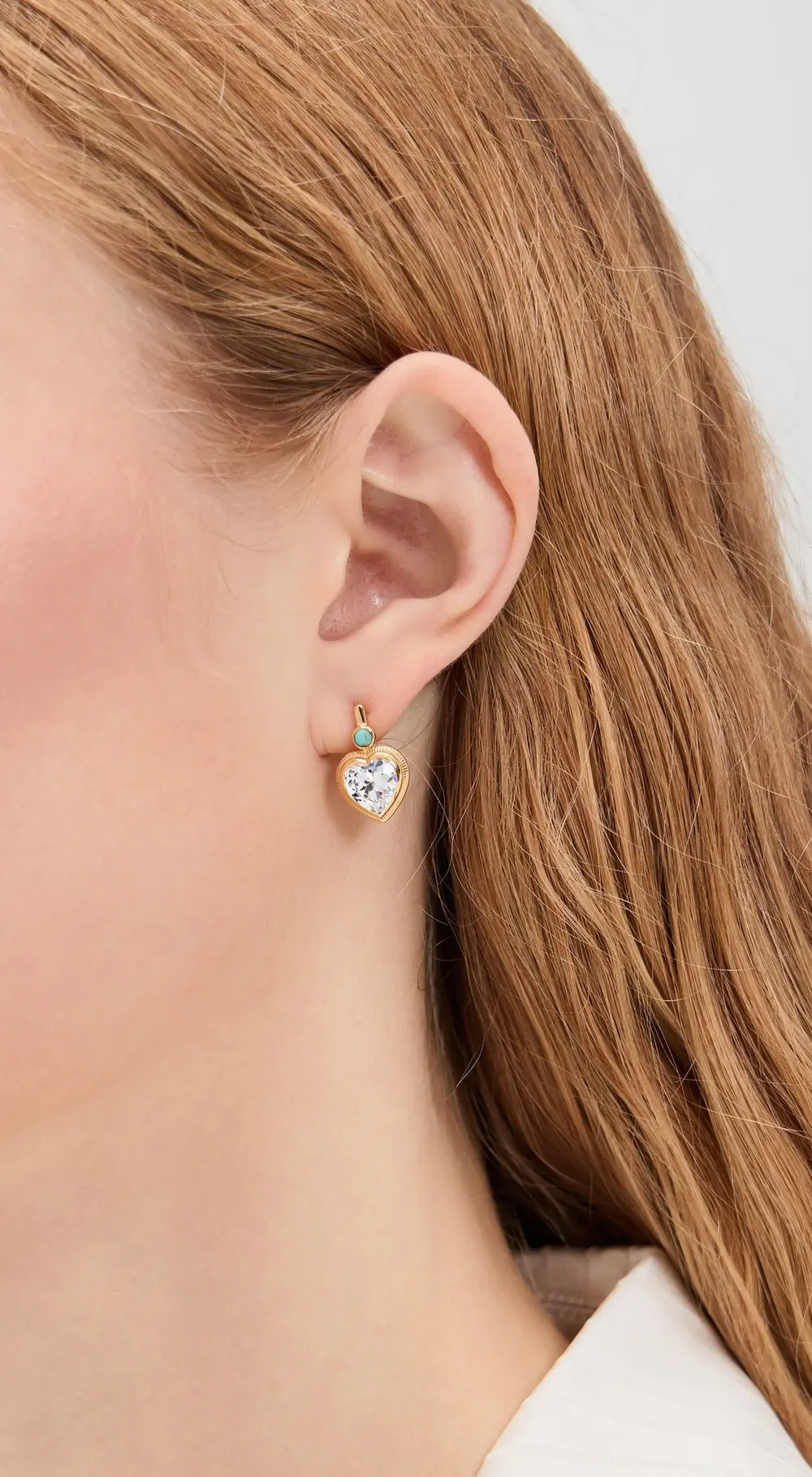 HART Bezel Heart Earrings with Turquoise