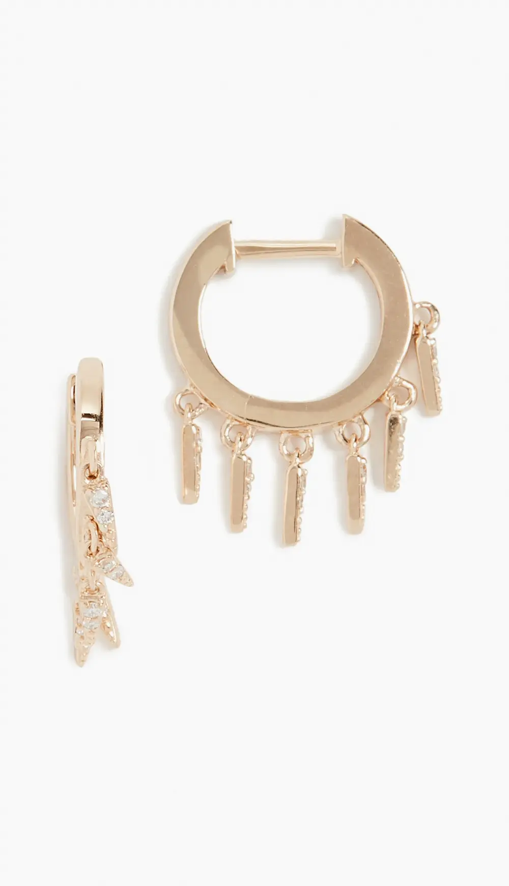 Sydney Evan 14k Gold Small Pave Fringe Huggies